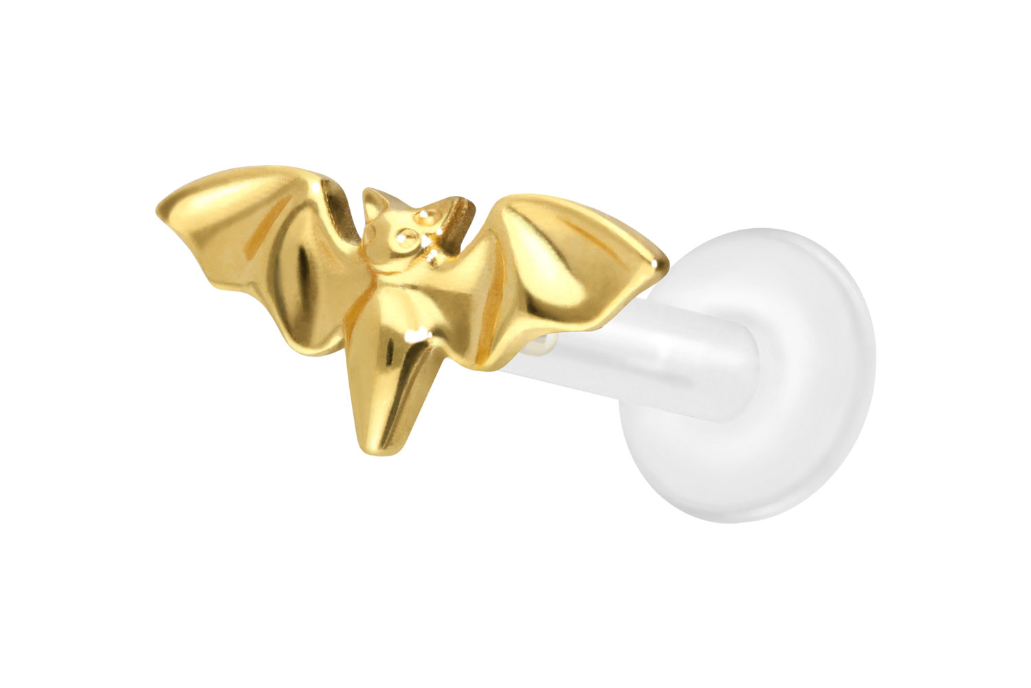 PTFE Labret Piercing mit Innengewinde + Titan-Aufsatz FLEDERMAUS